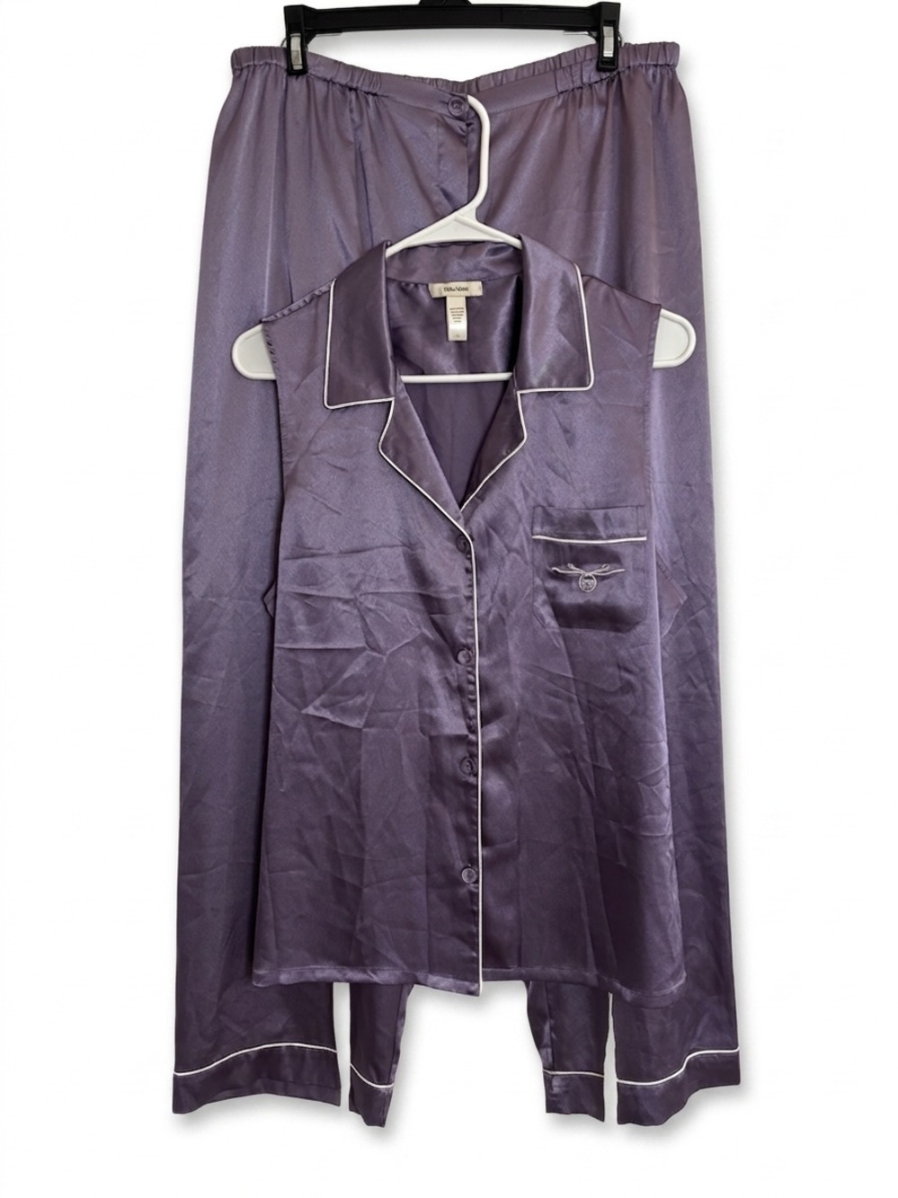 Vera‎ Wang Lavender Satin Bow Pajama Set with Robe Size Large